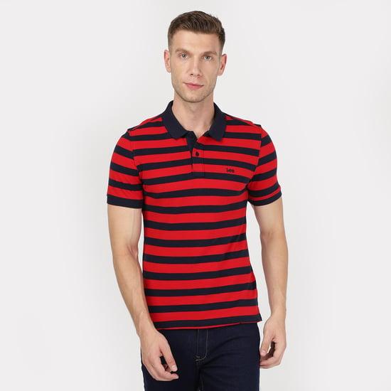 lee men striped slim fit polo t-shirt