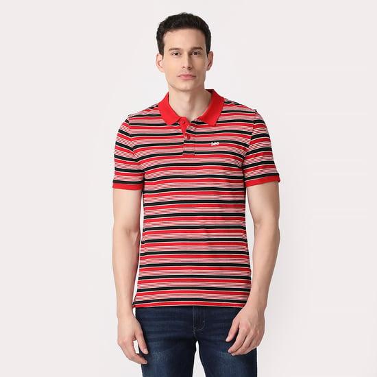 lee men striped slim fit polo t-shirt