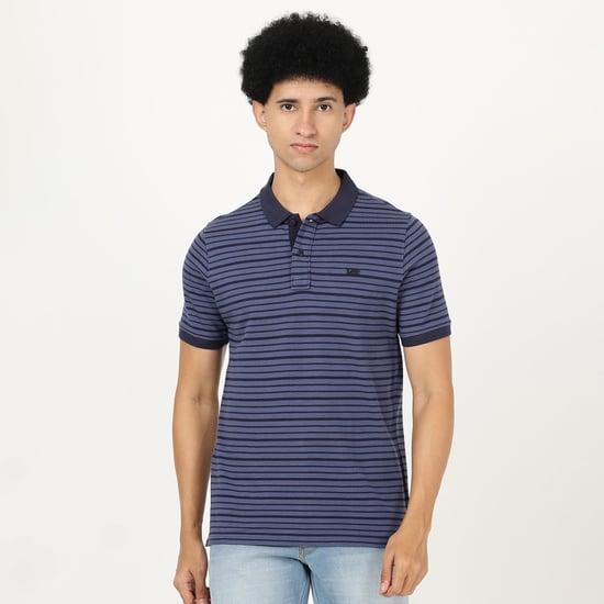 lee men striped slim polo t-shirt