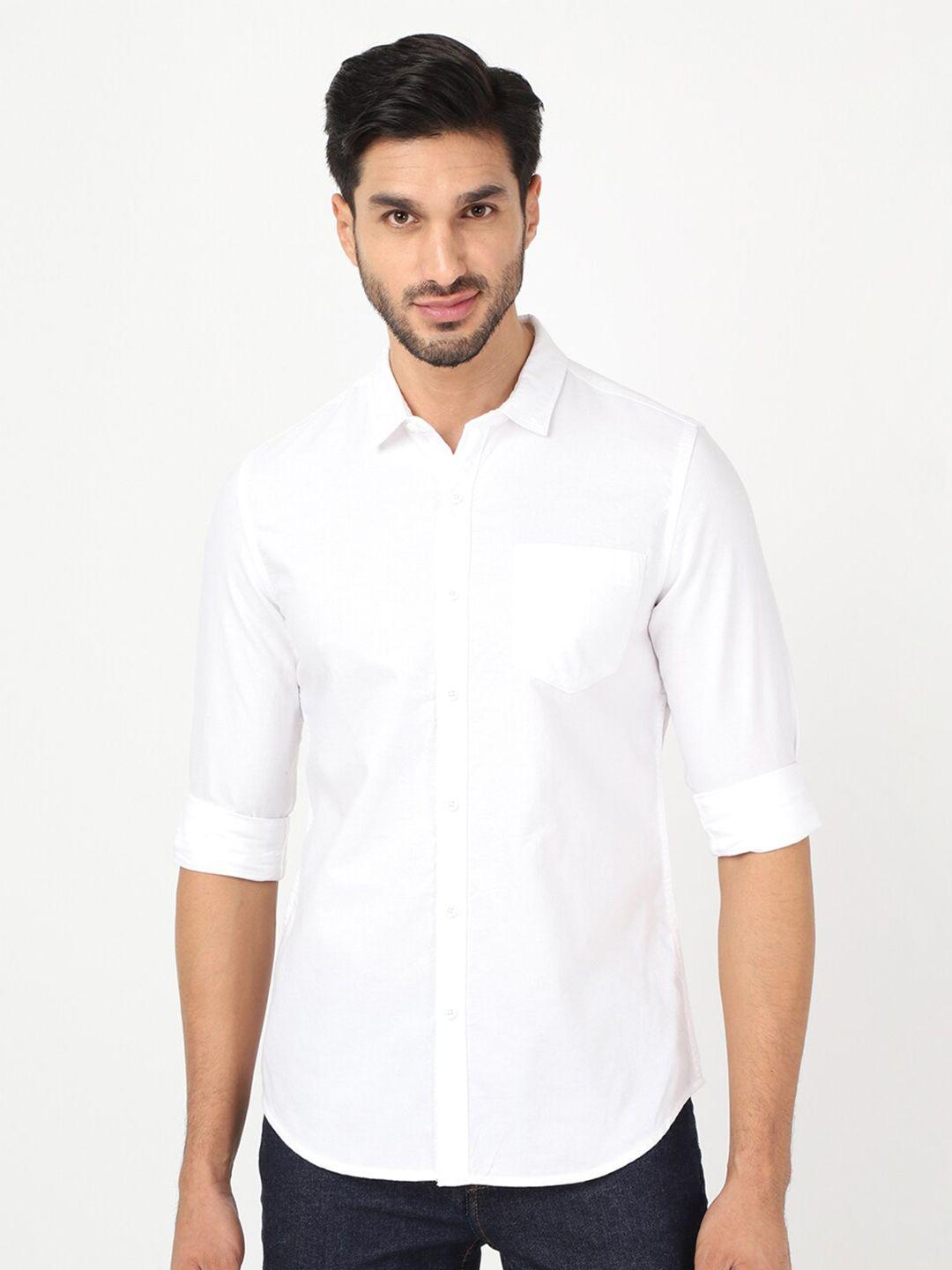 lee men white classic slim fit casual shirt