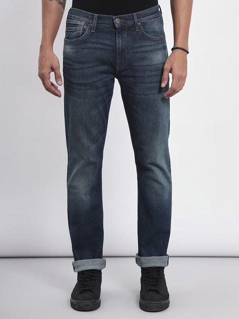 lee mid blue straight fit jeans