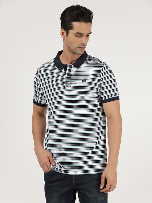 lee multi cotton slim fit striped polo t-shirt