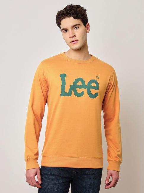 lee mustard slim fit printed sweatshirt