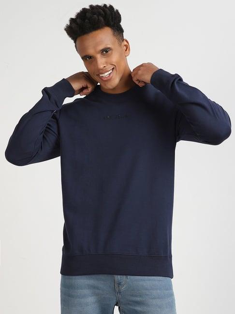 lee navy cotton slim fit sweatshirt