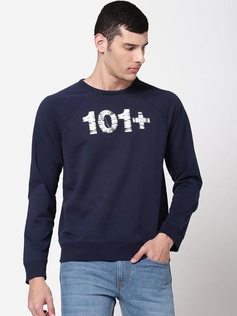 lee navy regular fit embroidered sweatshirt