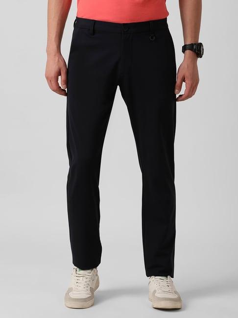 lee navy slim fit flat front trousers