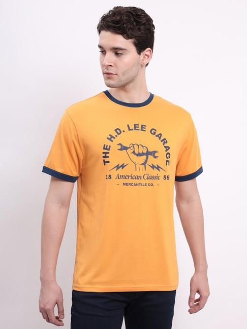 lee orange comfort fit graphic print cotton crew t-shirt