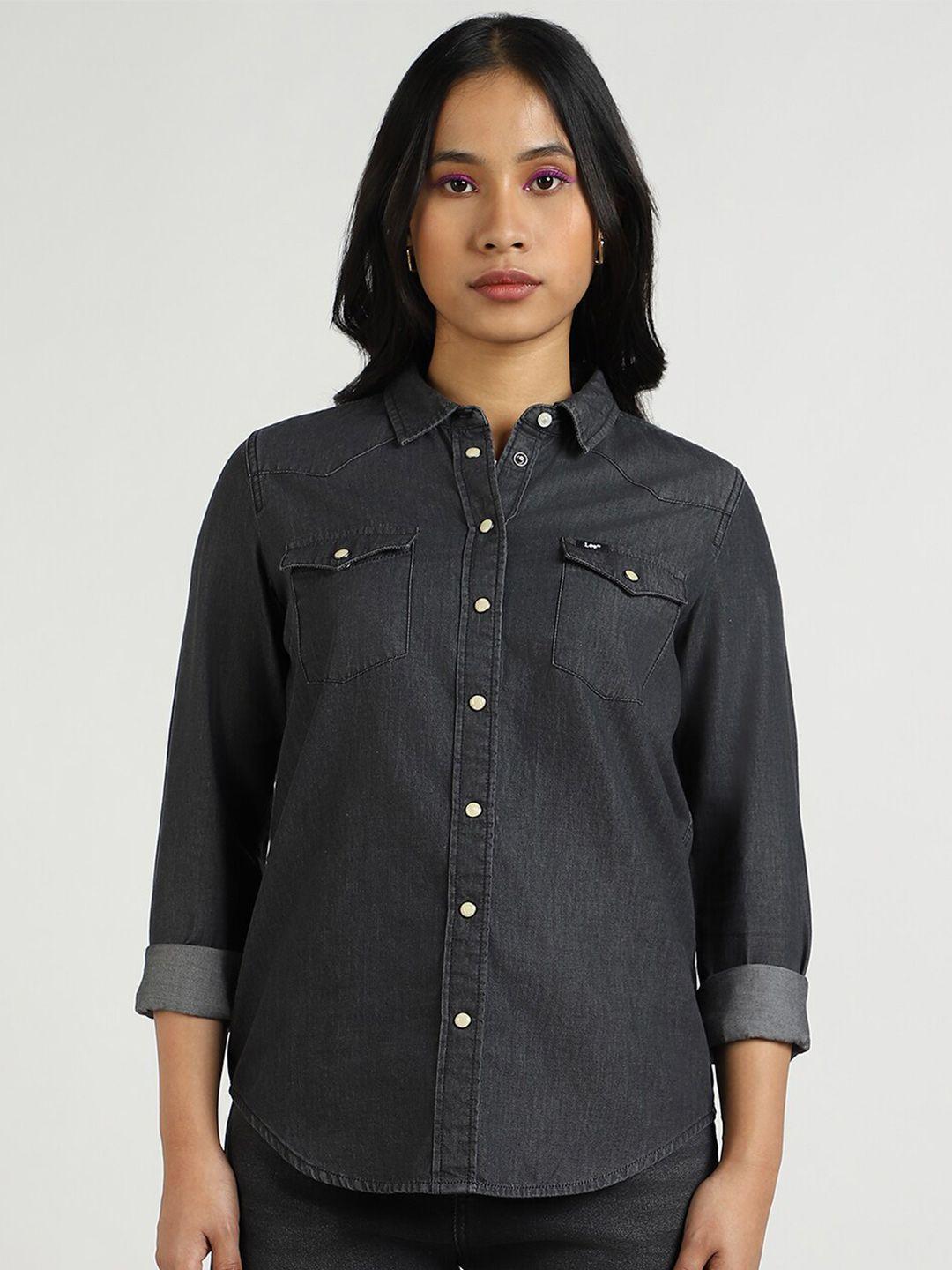 lee regular fit cotton opaque casual shirt