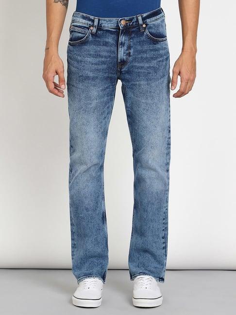 lee rodeo blue regular fit heavily washed jeans