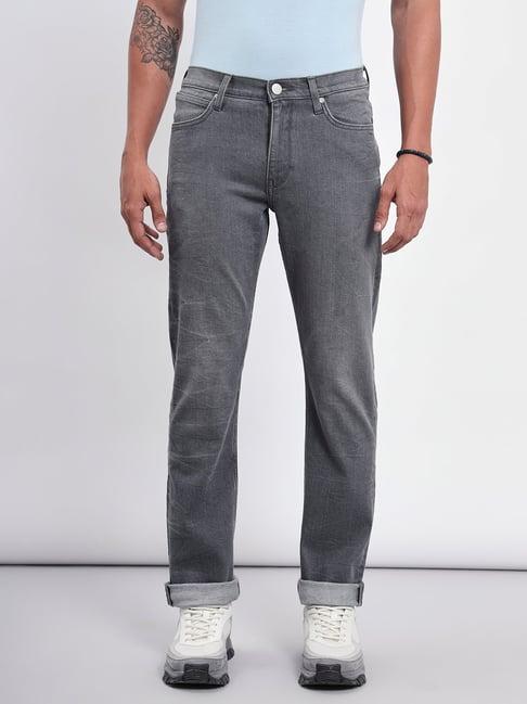 lee rodeo grey straight fit lightly washed jeans