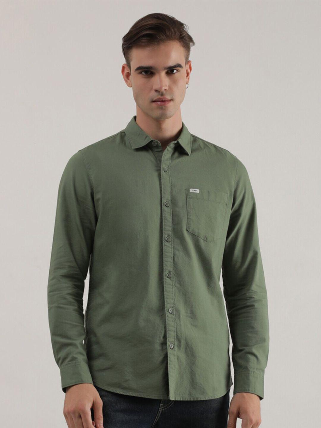 lee slim fit opaque casual cotton shirt