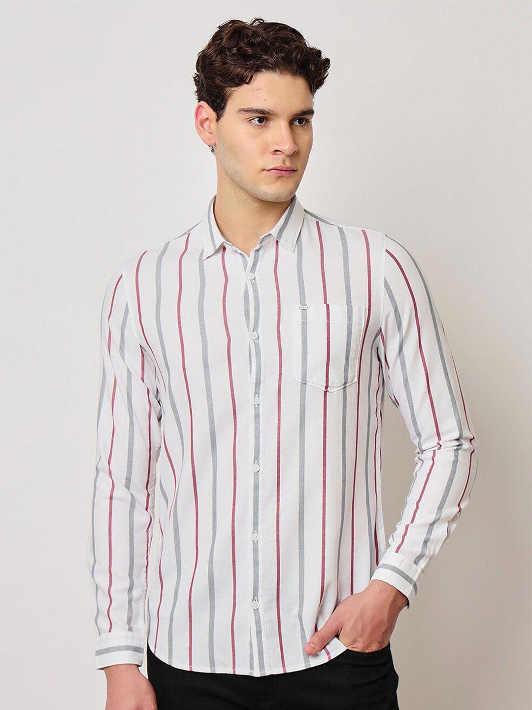 lee slim fit opaque striped casual shirt