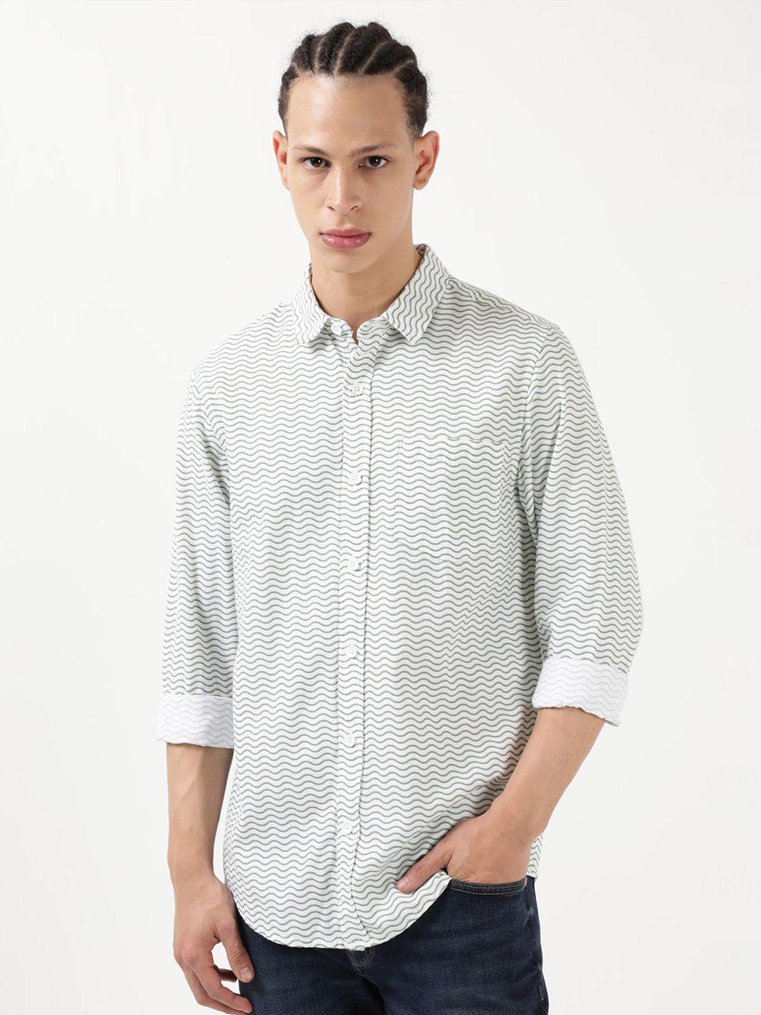 lee slim fit printed cotton casual shirt