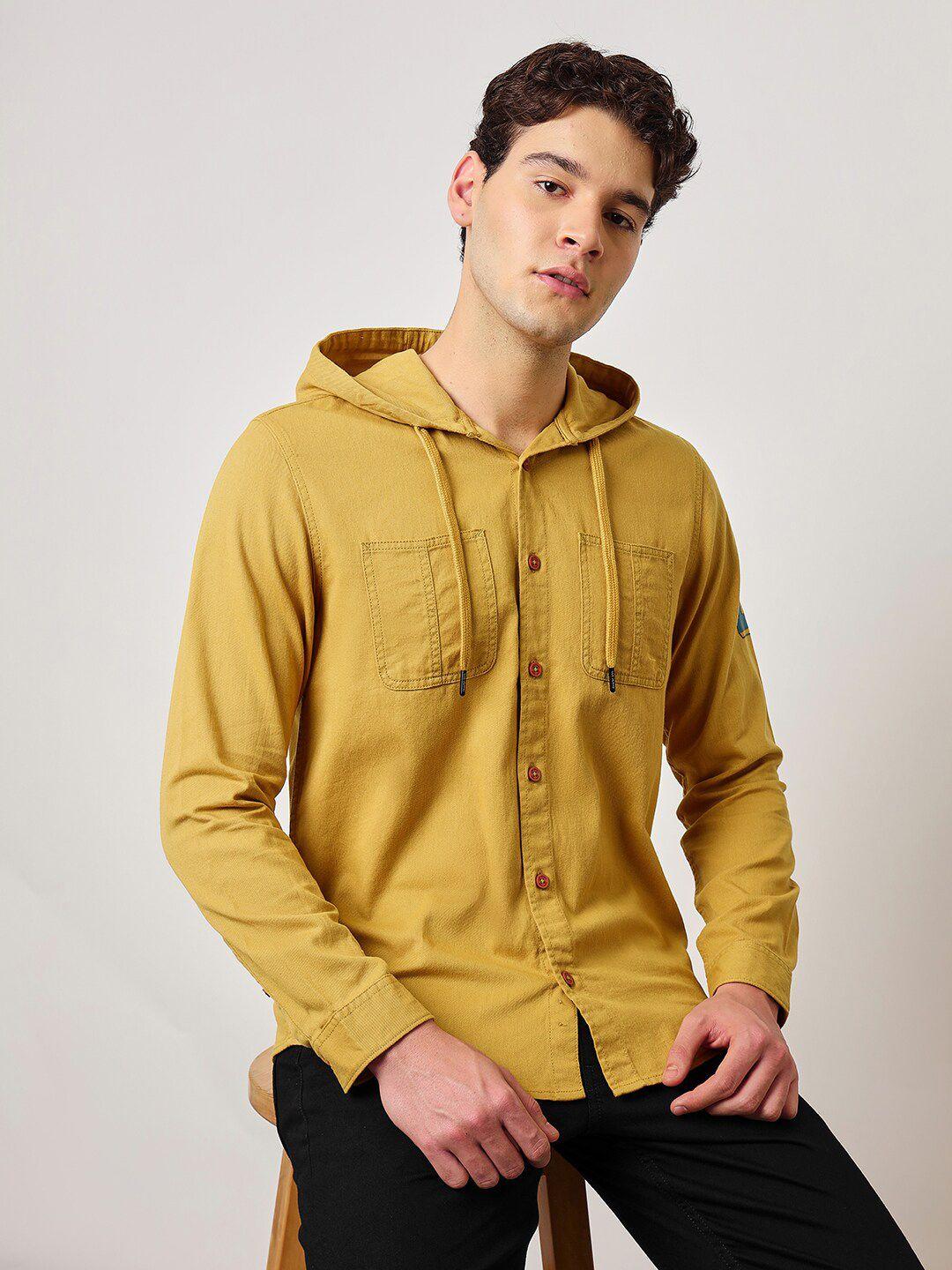 lee straight hooded twill cotton casual shirt