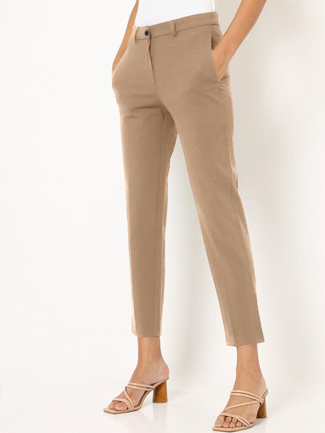 lee tex women relaxed straight leg high-rise formal trousers