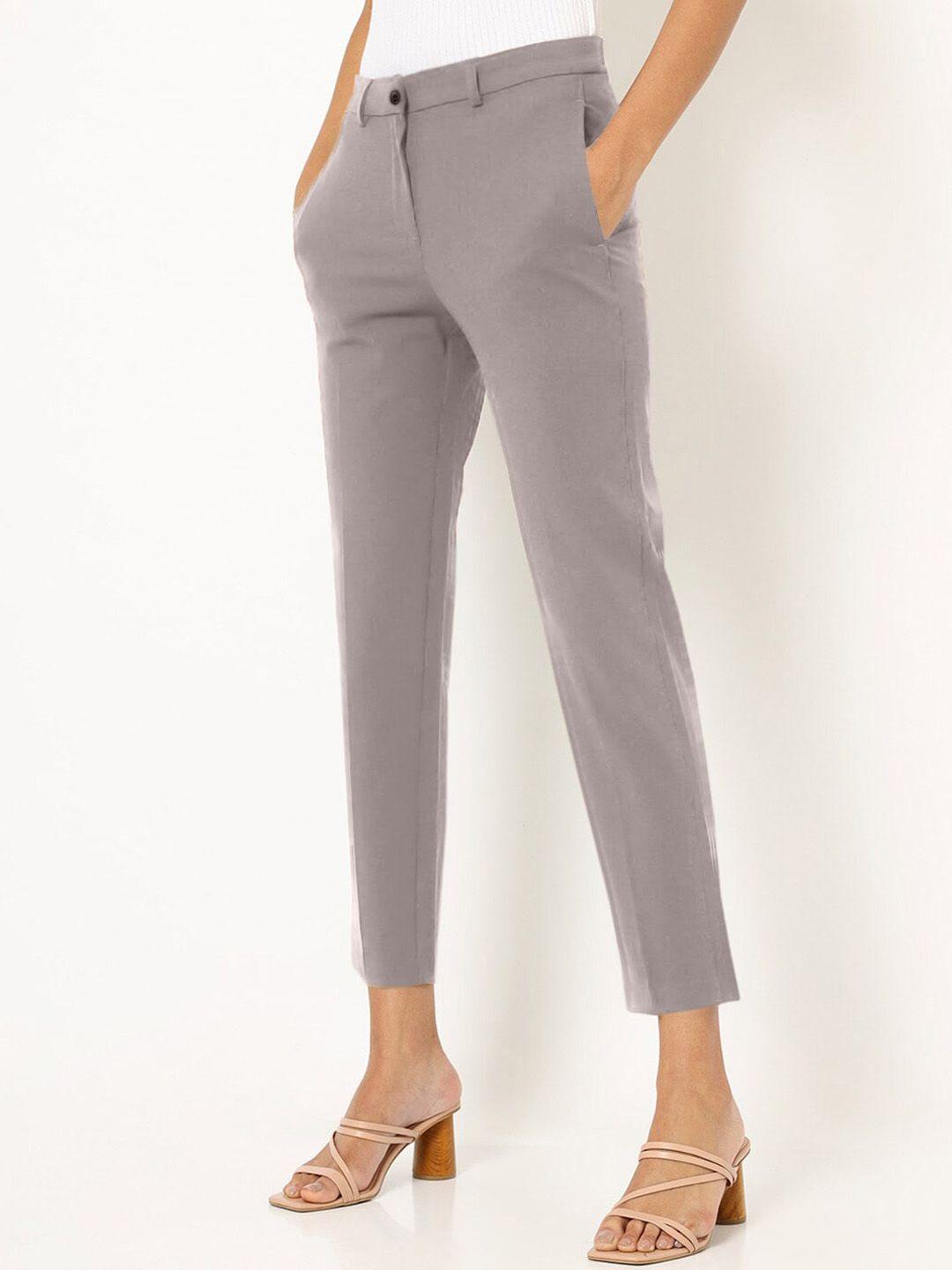 lee tex women relaxed straight leg high-rise formal trousers