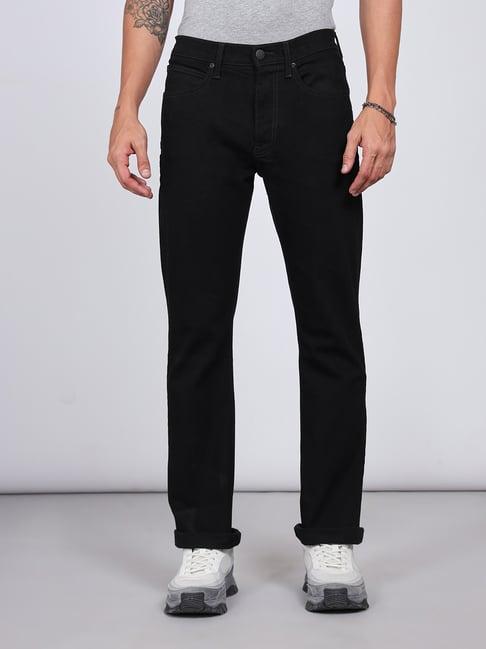 lee trenton black comfort fit lightly washed jeans