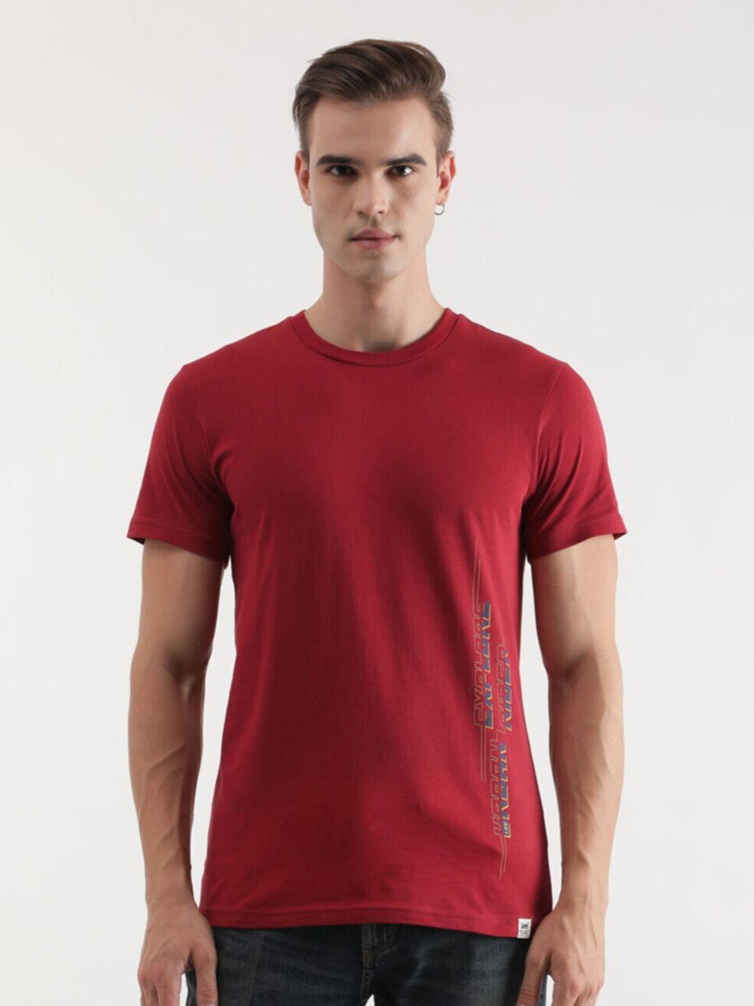 lee typography printed cotton slim fit t-shirt