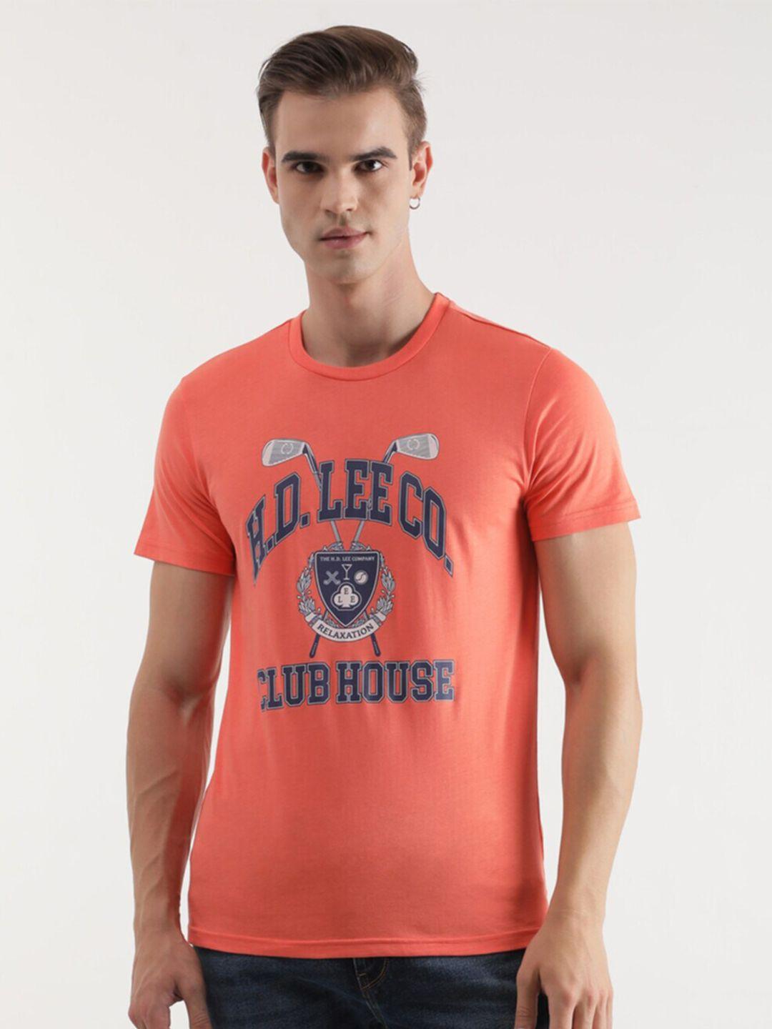 lee typography printed cotton slim fit t-shirt