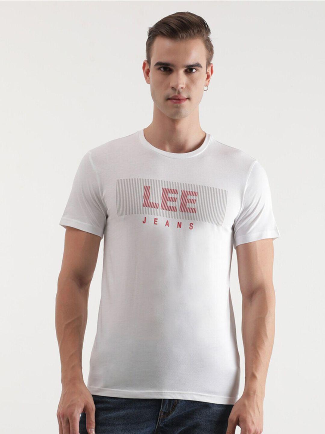 lee typography printed cotton slim fit t-shirt