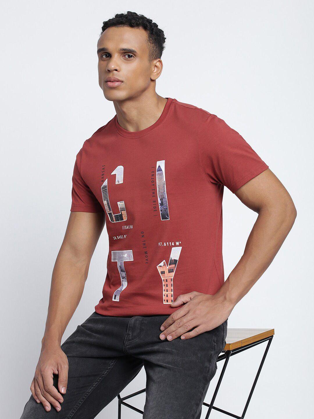 lee typography printed slim fit casual cotton t-shirt