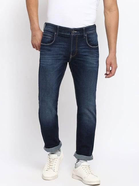 lee whiskered blue tapered fit jeans