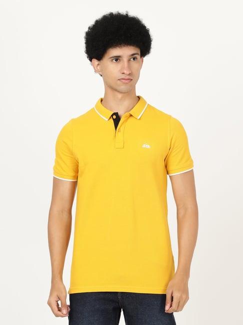 lee yellow cotton slim fit polo t-shirt