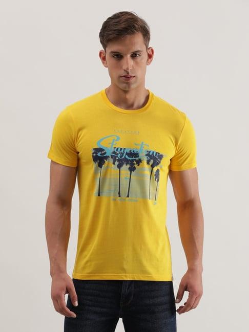 lee yellow slim fit graphic print crew t-shirt