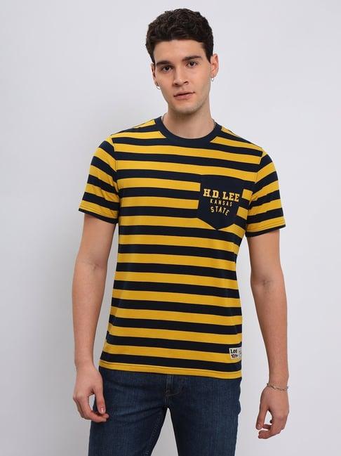 lee yellow slim fit striped t-shirt