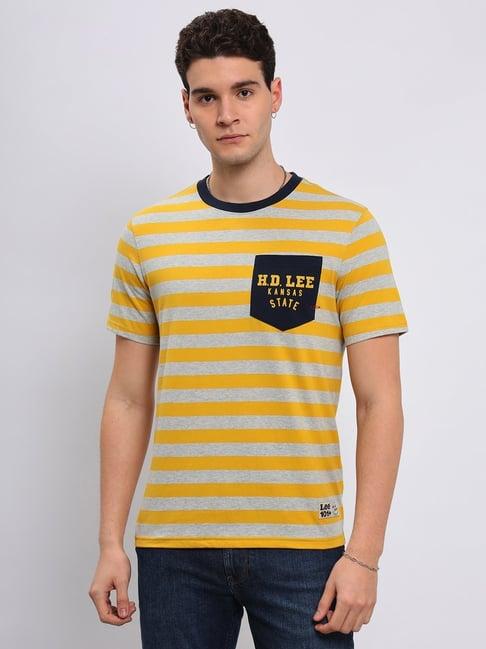 lee yellow slim fit striped t-shirt