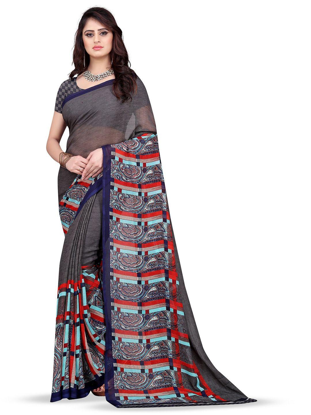 leelavati ethnic motifs printed pure crepe saree