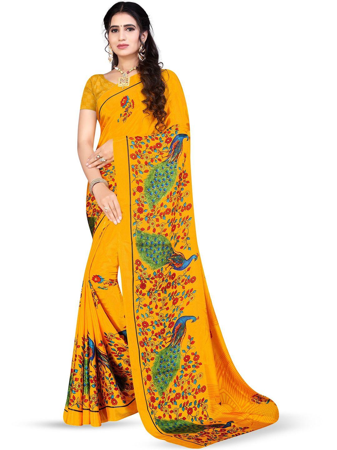 leelavati floral printed pure crepe saree