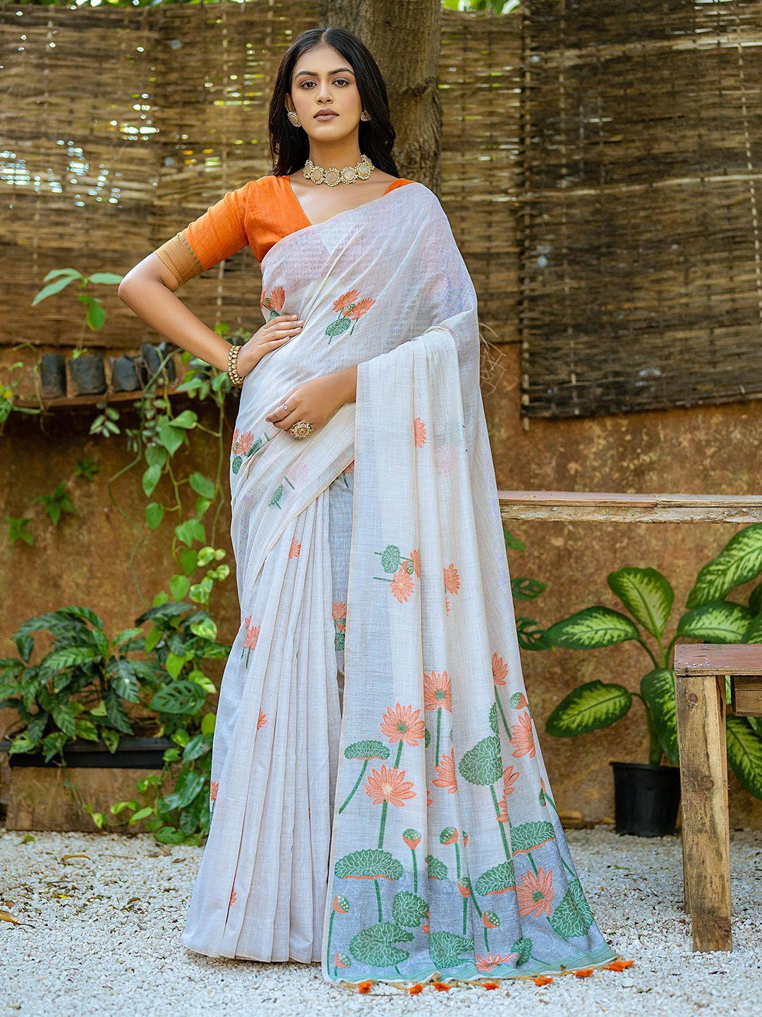 leelipeeri designer floral embroidered muga silk pichwai saree