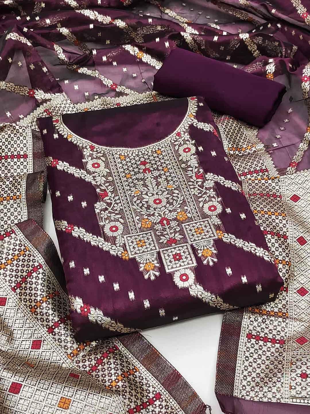 leelipeeri designer ethnic motifs woven design unstitched dress material