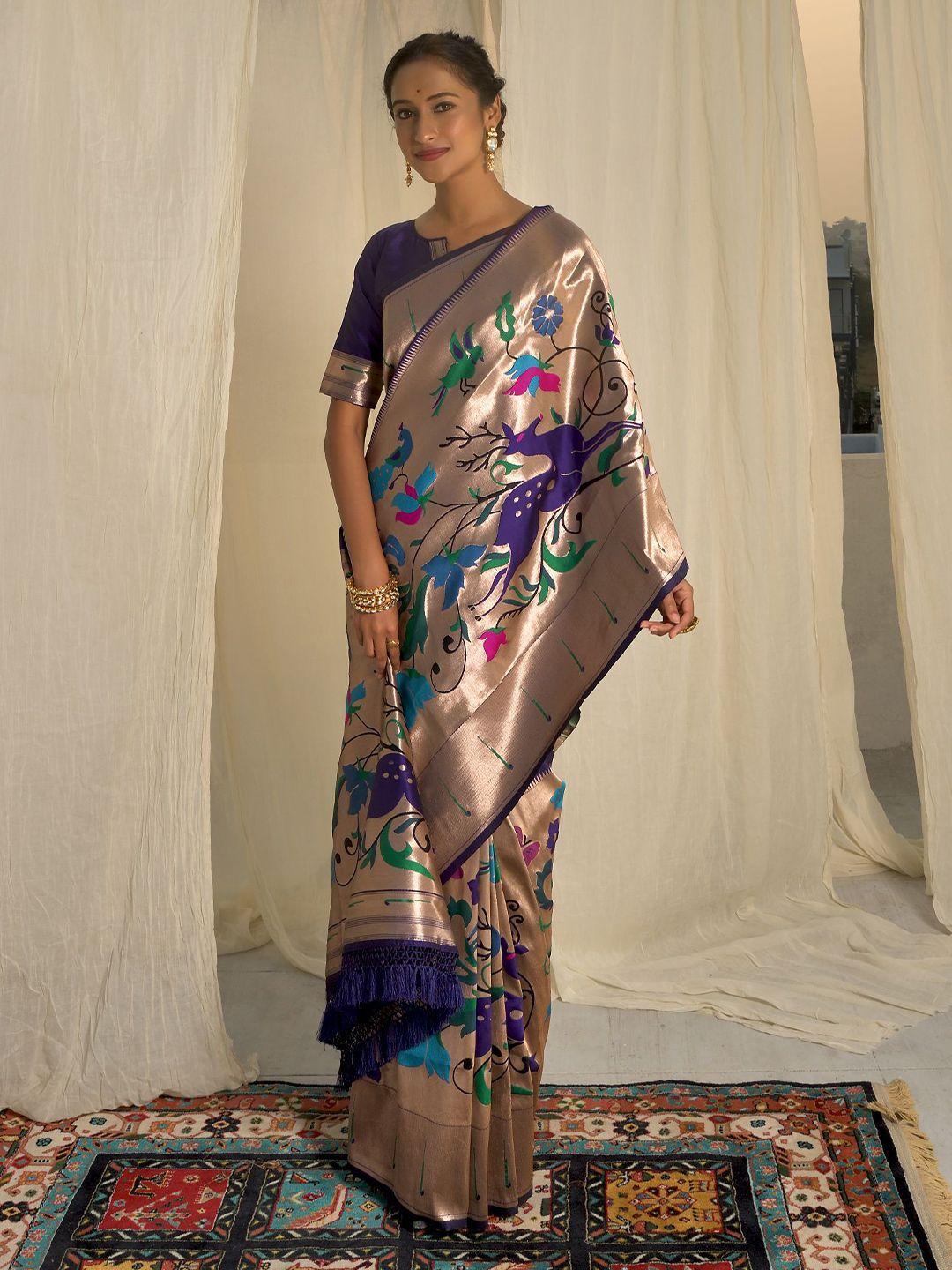 leelipeeri designer ethnic motifs woven design zari paithani saree