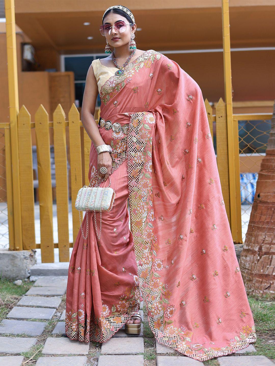 leelipeeri designer floral embroidered silk saree