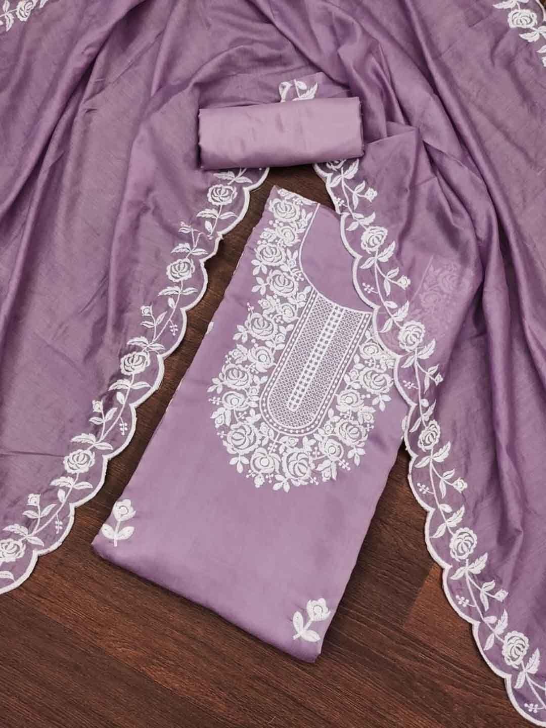 leelipeeri designer floral embroidered unstitched dress material