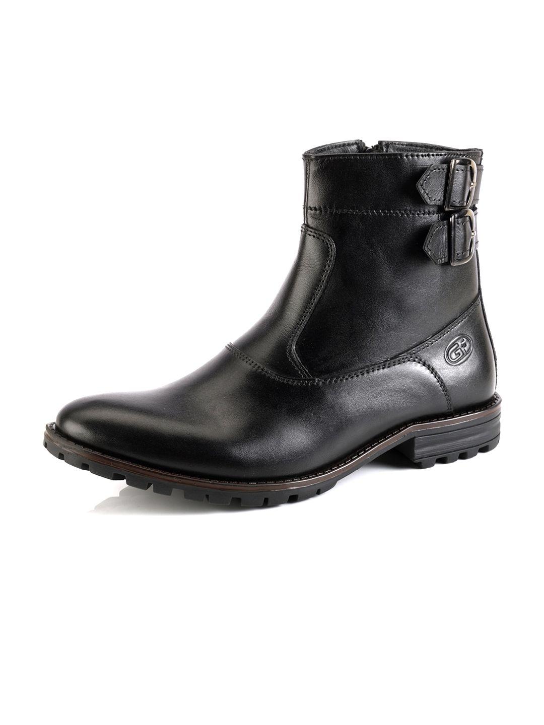 lefore men buckled mid-top leather lightweight regular boots