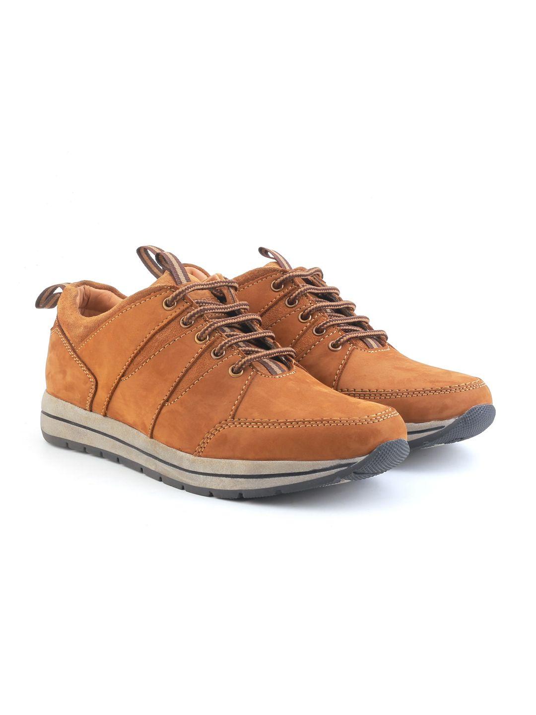 lefore men leather contrast sole sneakers