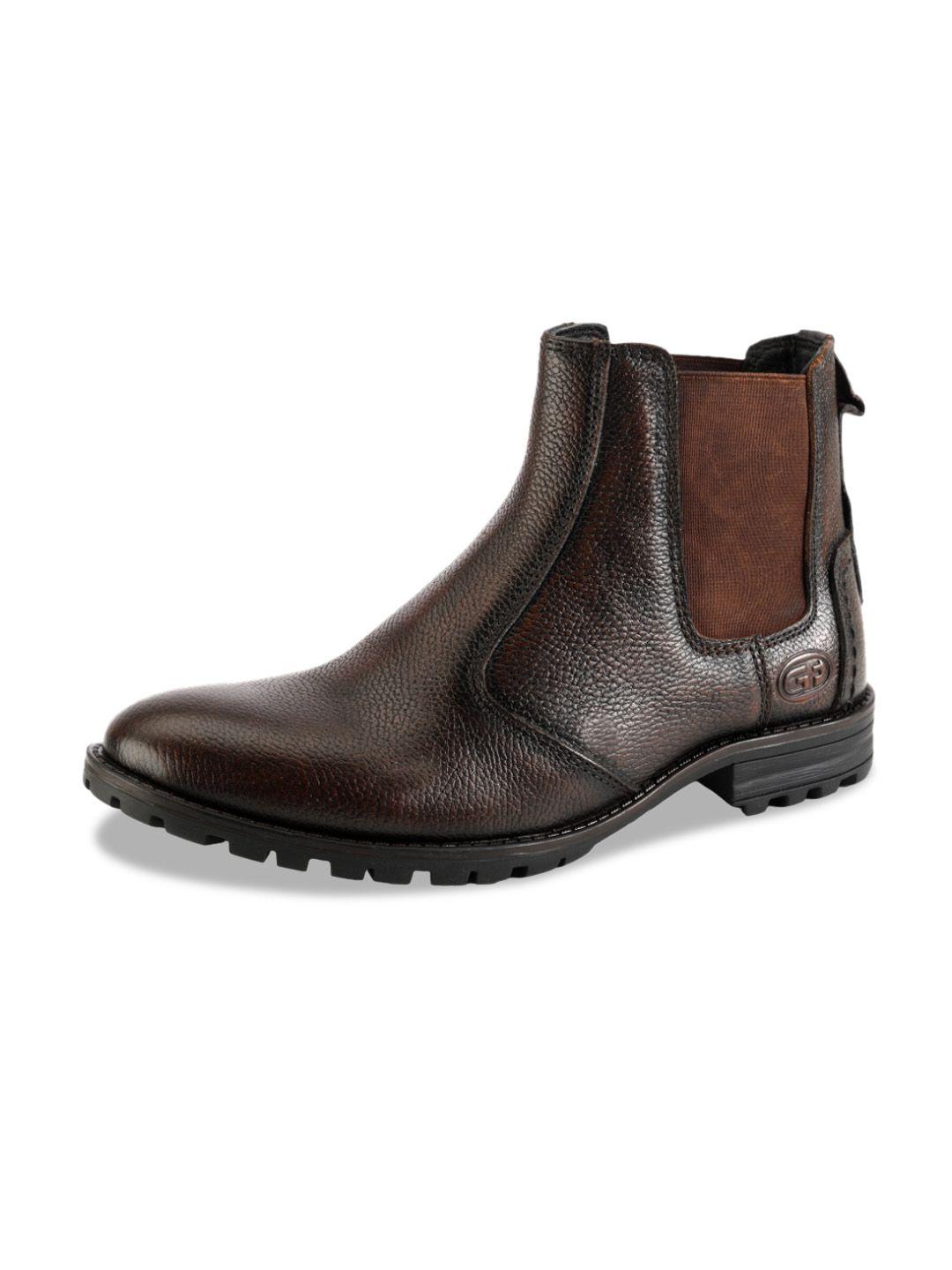 lefore men leather mid-top chelsea boots