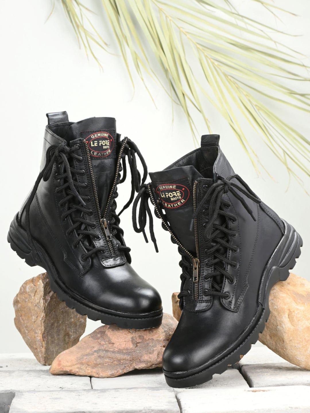 lefore men leather mid-top platform boots