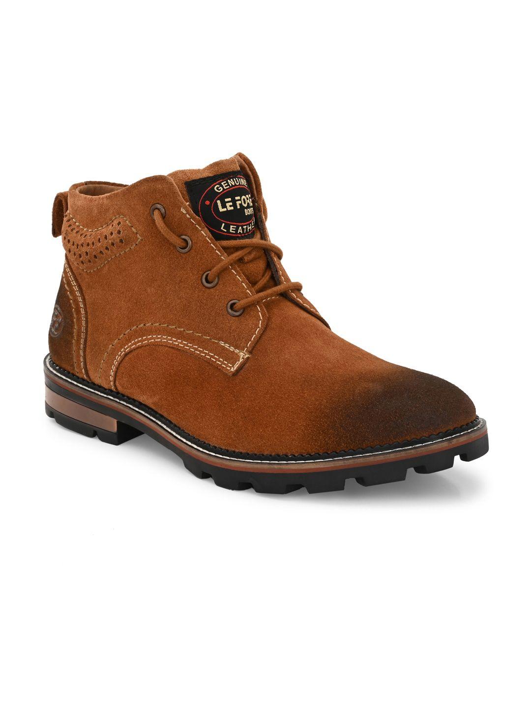 lefore men leather mid-top platform boots