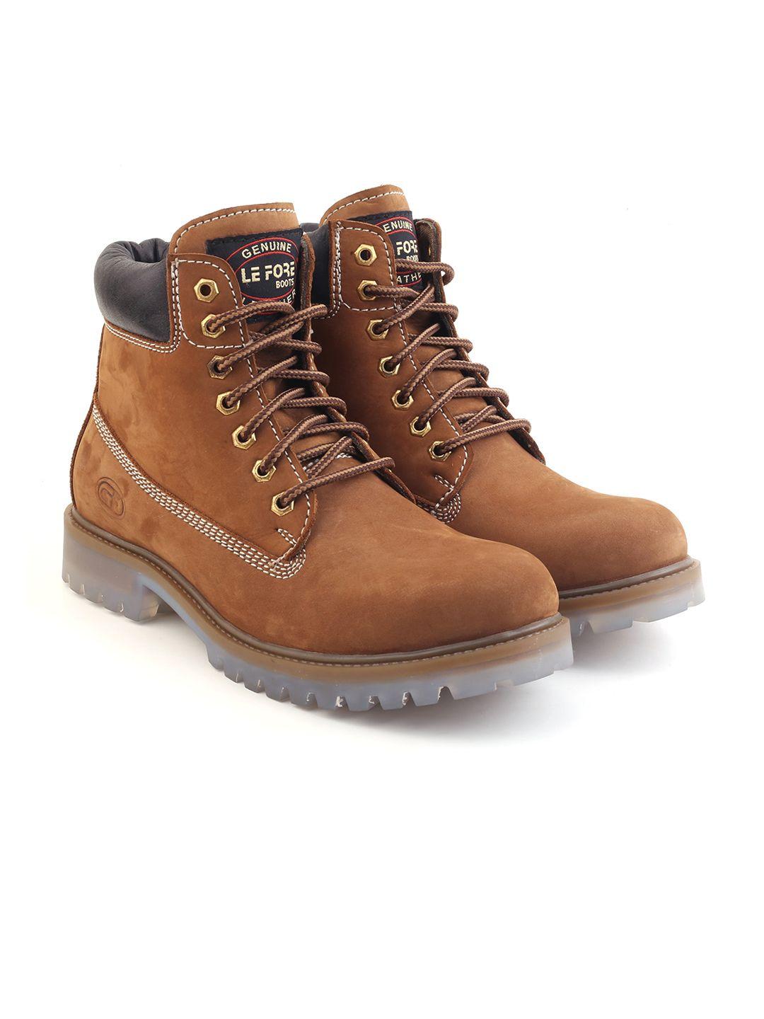 lefore men leather mid-top platform boots