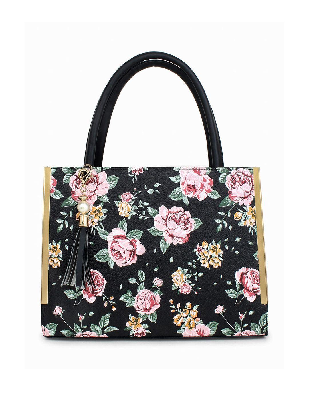 legal bribe floral printed oversized shopper tote bag with tasselled