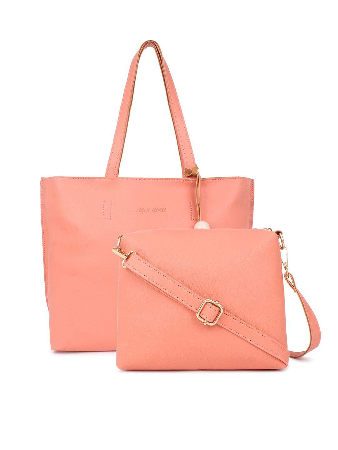 legal bribe pink pu oversized structured shoulder bag with tasselled