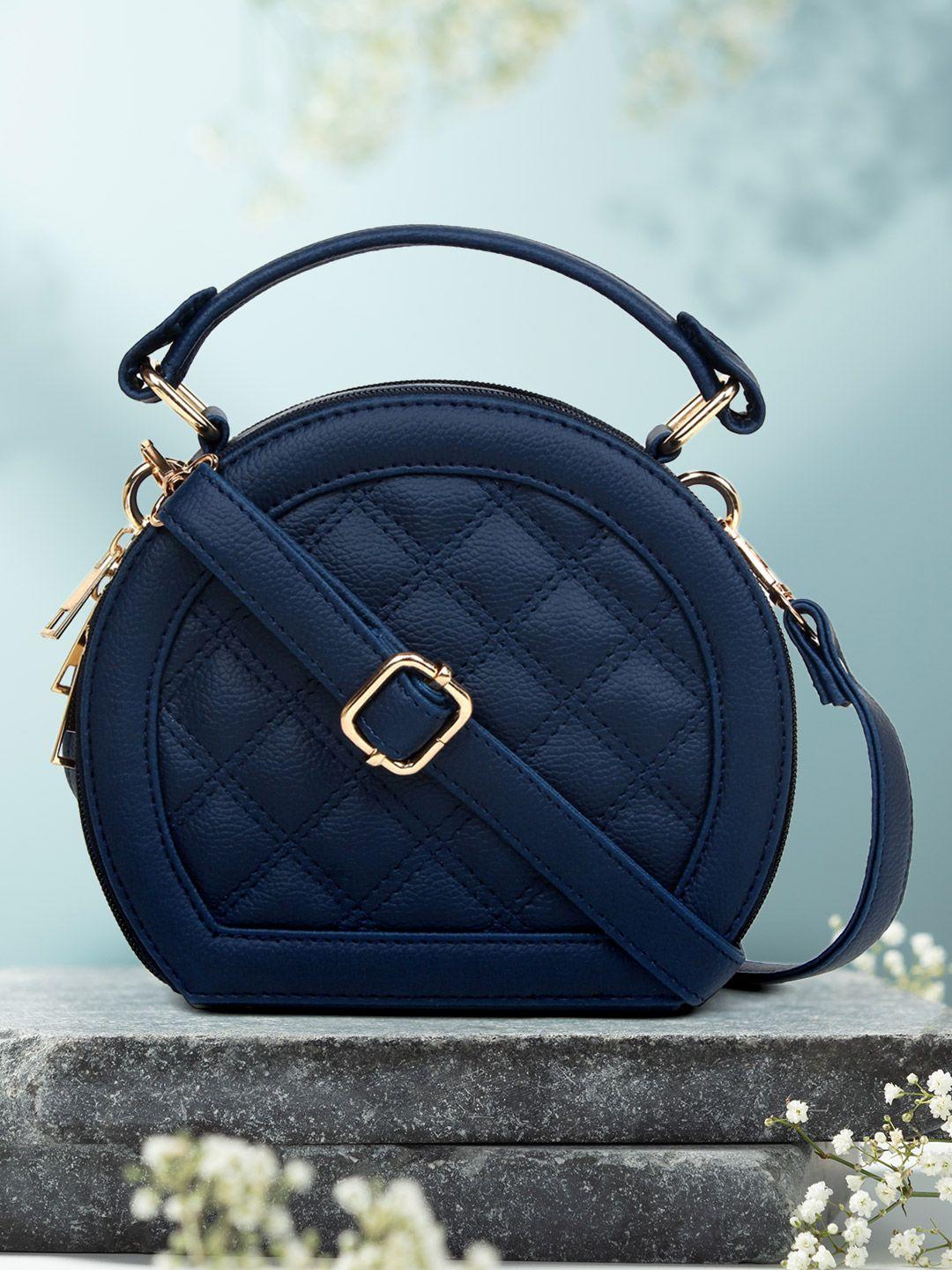 legal bribe women blue structured half moon sling bag with quilted