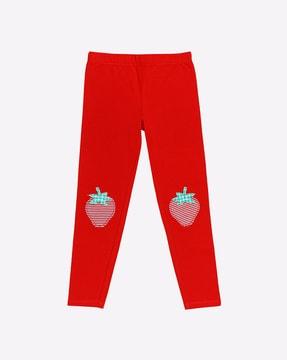 leggings with strawberry applique