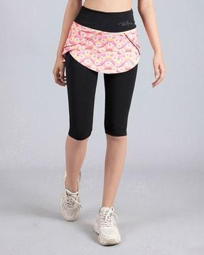 leggings with attached floral skirt
