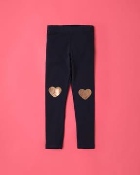leggings with placement heart print