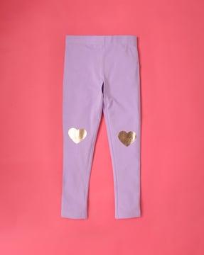 leggings with placement heart print